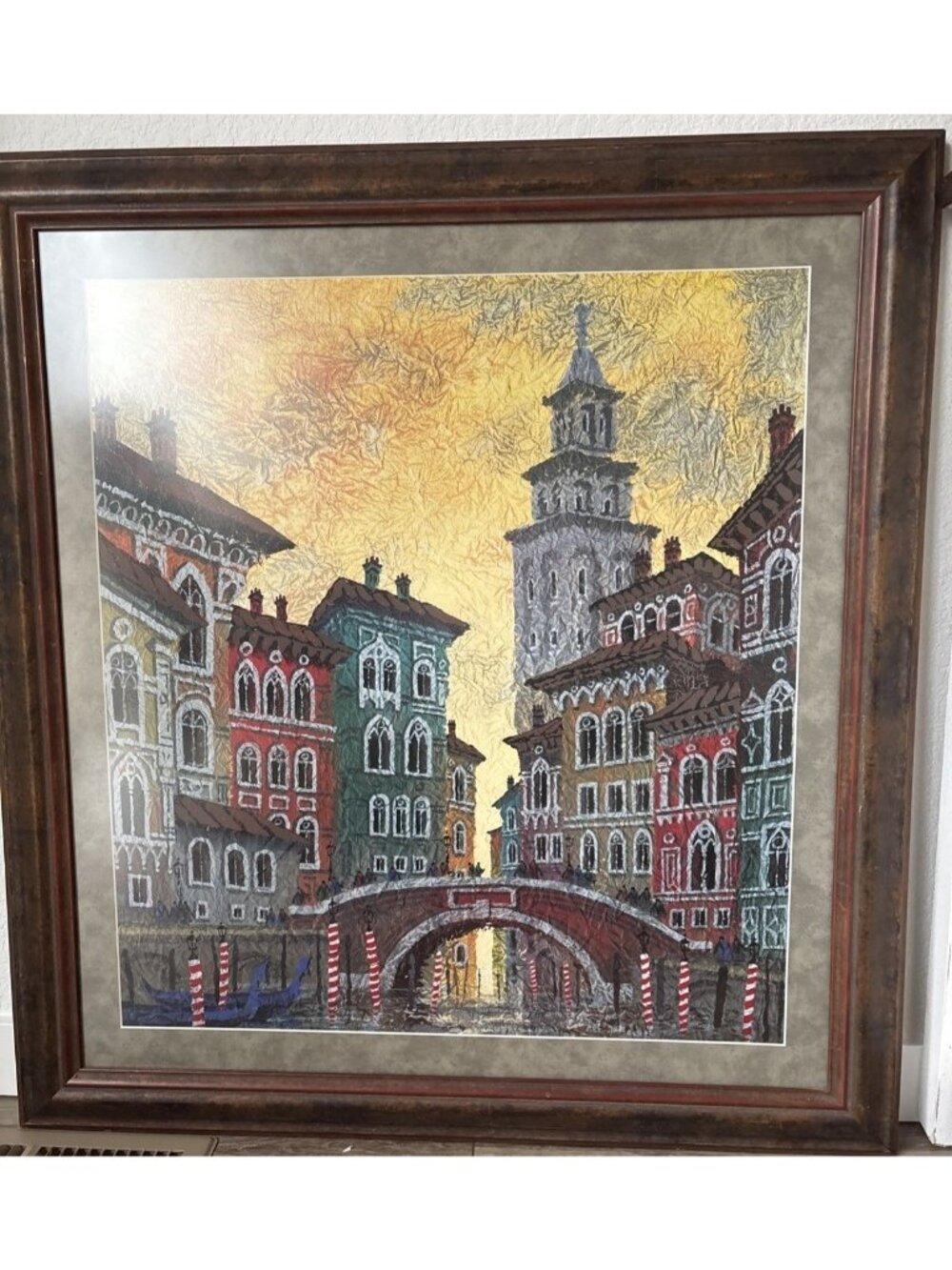 Anatole Krasnyansky "Venice Yellow Sunset" Seriolithograph Framed Art 34”w x 37”